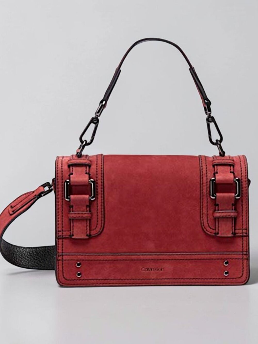 Calvin Klein Brynn Athene rust red boho fairy cottage nubuck leather bag $228